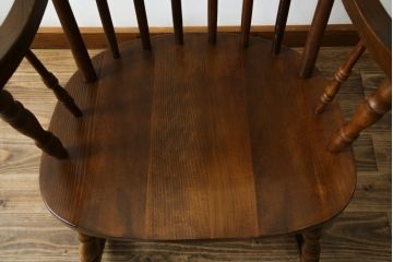 和製ビンテージ　飛騨高山　柏木工(カシワ木工、KASHIWA)　木のぬくもりを感じるロッキングチェア(アームチェア、板座チェア、揺り椅子、いす、イス、ヴィンテージ)(R-079981)