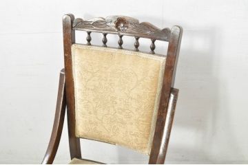 イギリスアンティーク　花のデザインがアクセントのロッキングチェア(揺り椅子、イス、英国)(R-079982)