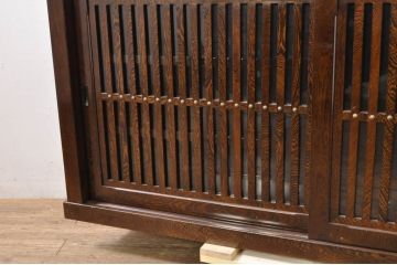 中古　高級　銘木　鉄刀木(タガヤサン)　総無垢(ムク)材　和モダンテイストのお部屋づくりに取り入れたい水屋箪笥サイドボード(食器棚、収納棚、キャビネット、サイドキャビネット、戸棚)(R-079988)