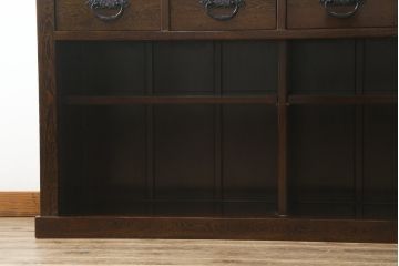 中古　高級　銘木　鉄刀木(タガヤサン)　総無垢(ムク)材　和モダンテイストのお部屋づくりに取り入れたい水屋箪笥サイドボード(収納棚、戸棚、食器棚、カップボード、サイドキャビネット)(R-079989)