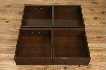 中古　高級　銘木　鉄刀木(タガヤサン)　総無垢(ムク)材　和モダンテイストのお部屋づくりに取り入れたい水屋箪笥サイドボード(収納棚、戸棚、食器棚、カップボード、サイドキャビネット)(R-079989)
