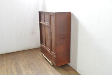 和製アンティーク　前面欅(ケヤキ)材　上質な作りの大振りな下駄箱(シューズボックス、靴箱、収納棚、戸棚、キャビネット、玄関収納)(R-079995)