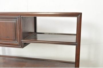 和製アンティーク　希少な古作造り　総紫檀(シタン)材　シックな色合いと上品な佇まいが魅力の茶棚(飾り棚、戸棚、収納棚、引き出し)(R-079996)