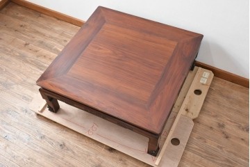 和製アンティーク　希少な古作造り!!　総紫檀(シタン)材　凝った意匠が目を惹く重厚な座卓　(R-079998)