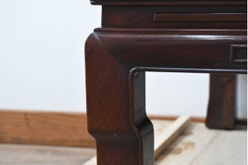 和製アンティーク　希少な古作造り!!　総紫檀(シタン)材　凝った意匠が目を惹く重厚な座卓　(R-079998)