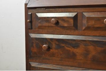 和製ビンテージ　美品　国産民芸家具　落ち着いた佇まいが魅力的な作りの良い幅狭ライティングビューロー(ビューロー、ワークデスク、簿記机、在宅用、在宅ワーク用、ヴィンテージ)(R-080002)