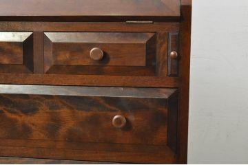 和製ビンテージ　美品　国産民芸家具　落ち着いた佇まいが魅力的な作りの良い幅狭ライティングビューロー(ビューロー、ワークデスク、簿記机、在宅用、在宅ワーク用、ヴィンテージ)(R-080002)