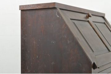 和製ビンテージ　美品　国産民芸家具　落ち着いた佇まいが魅力的な作りの良い幅狭ライティングビューロー(ビューロー、ワークデスク、簿記机、在宅用、在宅ワーク用、ヴィンテージ)(R-080002)