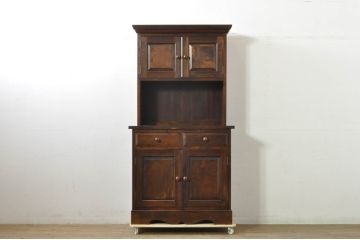 和製ビンテージ　美品!!　国産民芸家具　　落ち着いた佇まいが魅力的な作りの良いカップボード(食器棚、キャビネット、戸棚、収納棚、飾り棚、ヴィンテージ)(R-08003)