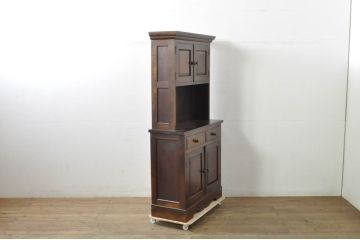 和製ビンテージ　美品!!　国産民芸家具　　落ち着いた佇まいが魅力的な作りの良いカップボード(食器棚、キャビネット、戸棚、収納棚、飾り棚、ヴィンテージ)(R-08003)