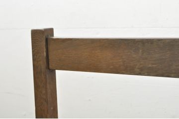 和製アンティーク　かわいい透かし彫りのナラ(楢)材のベンチ(長椅子、長イス、ダイニングソファ、3人掛け)(R-080007)