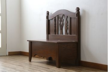 中古　美品　ブランド家具　かわいいデザインの収納付きベンチ(椅子、いす、イス、板座チェア)(R-080009)