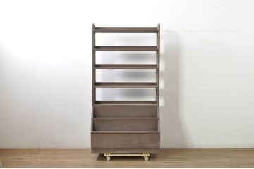 和製ビンテージ　古い本屋の両面陳列棚(ブックラック、本棚、書棚、ブックシェルフ、収納棚、飾り棚、ディスプレイラック、店舗什器、ヴィンテージ)(R-080015)