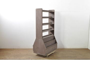 和製ビンテージ　古い本屋の両面陳列棚(ブックラック、本棚、書棚、ブックシェルフ、収納棚、飾り棚、ディスプレイラック、店舗什器、ヴィンテージ)(R-080015)
