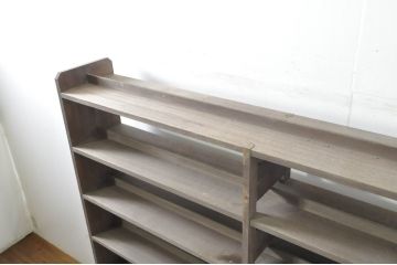 和製ビンテージ　古い本屋の大きな両面陳列棚(ブックラック、本棚、書棚、ブックシェルフ、収納棚、飾り棚、ディスプレイラック、店舗什器、ヴィンテージ)(R-080016)