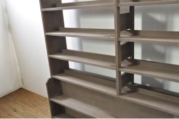 和製ビンテージ　古い本屋の大きな両面陳列棚(ブックラック、本棚、書棚、ブックシェルフ、収納棚、飾り棚、ディスプレイラック、店舗什器、ヴィンテージ)(R-080016)
