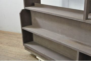 和製ビンテージ　古い本屋の大きな両面陳列棚(ブックラック、本棚、書棚、ブックシェルフ、収納棚、飾り棚、ディスプレイラック、店舗什器、ヴィンテージ)(R-080016)