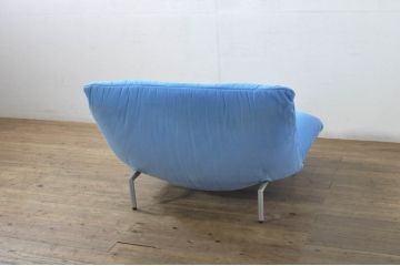 中古　フランス　Ligne Roset(リーン・ロゼ)　ROSETCalin(ロゼカラン)　張り地Lランク　専用イージーカバー付き　12段階リクライニング付き　おしゃれなスチールレッグの1Pソファ(一人掛け、イージーチェア、椅子、イス)(定価約30万円)(R-080030)
