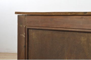 和製アンティーク　希少!!　幅2580mmの特大サイズ!　使い込まれた風合いが歴史を感じる引き出し付きカウンターテーブル(作業台、平机、ワークデスク、在宅用、在宅ワーク用、店舗什器)(R-080031)