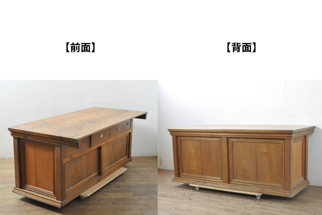 和製アンティーク　大正ロマン　激レア!!　日本製アンティークでは珍しいモールディング装飾入りのカウンターキャビネット　(R-080032)