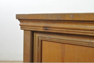 和製アンティーク　激レア!!　日本製では極めて珍しいデザイン!!　大正ロマン　落ち着いた木の色味の洋風カウンターテーブル(作業台、デスク、サイドキャビネット、キッチンカウンター、収納棚)(R-080032)
