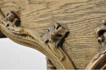フランスアンティーク　オーク材　彫刻装飾がアクセントの引き伸ばし式の展示台(作業台、飾り台、花台、陳列台、伸縮式テーブル、伸長式、店舗什器、カウンターテーブル、ライブラリーテーブル、ディスプレイ)(R-080033)