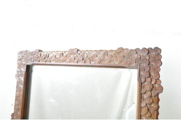 中古　美品　軽井沢彫り　細部まで施された彫刻や透かし彫りが美しい鏡台(ドレッサー、姿見、ミラー)(R-080036)