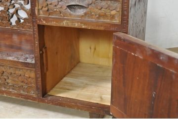 中古　美品　軽井沢彫り　細部まで施された彫刻や透かし彫りが美しい鏡台(ドレッサー、姿見、ミラー)(R-080036)