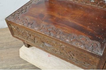 中古　美品　軽井沢彫り　細部まで施された彫刻や透かし彫りが美しい鏡台(ドレッサー、姿見、ミラー)(R-080036)