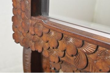 中古　美品　軽井沢彫り　細部まで施された彫刻や透かし彫りが美しい鏡台(ドレッサー、姿見、ミラー)(R-080036)