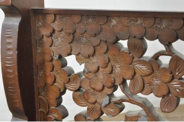 中古　美品　軽井沢彫り　細部まで施された彫刻や透かし彫りが美しい鏡台(ドレッサー、姿見、ミラー)(R-080036)