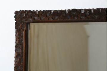 中古　美品　軽井沢彫り　繊細な桜の彫刻が美しい姿見(スタンドミラー、鏡)(R-080037)
