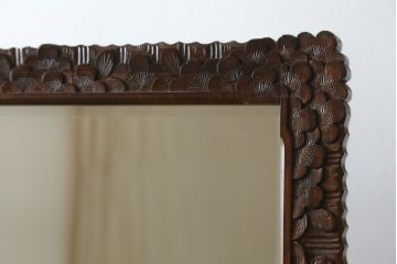 中古　美品　軽井沢彫り　繊細な桜の彫刻が美しい姿見(スタンドミラー、鏡)(R-080037)