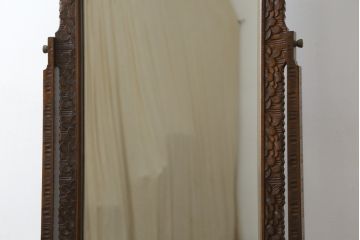 中古　美品　軽井沢彫り　繊細な桜の彫刻が美しい姿見(スタンドミラー、鏡)(R-080037)