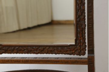 中古　美品　軽井沢彫り　繊細な桜の彫刻が美しい姿見(スタンドミラー、鏡)(R-080037)