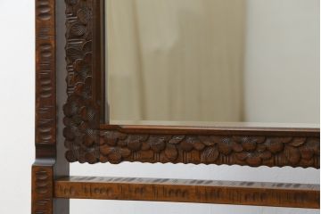 中古　美品　軽井沢彫り　繊細な桜の彫刻が美しい姿見(スタンドミラー、鏡)(R-080037)