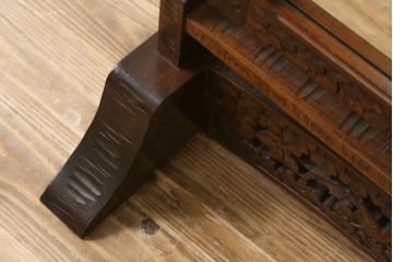 中古　美品　軽井沢彫り　繊細な桜の彫刻が美しい姿見(スタンドミラー、鏡)(R-080037)