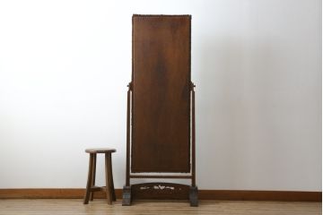 中古　美品　軽井沢彫り　繊細な桜の彫刻が美しい姿見(スタンドミラー、鏡)(R-080037)