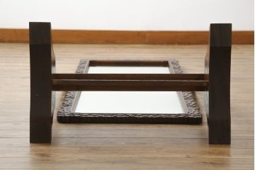 中古　美品　軽井沢彫り　繊細な桜の彫刻が美しい姿見(スタンドミラー、鏡)(R-080037)