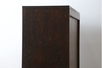 中古　美品　軽井沢彫り　細やかな彫り込みが目を引く下駄箱(シューズボックス、収納棚、戸棚、靴箱、玄関収納)(R-080038)