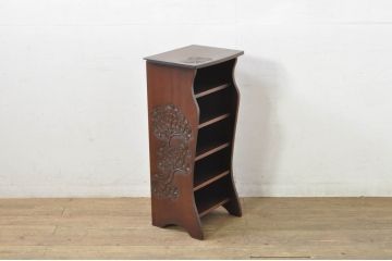 中古　美品　軽井沢彫り　繊細な桜の彫刻が美しいスリッパラック(スリッパ立て)(R-080039)