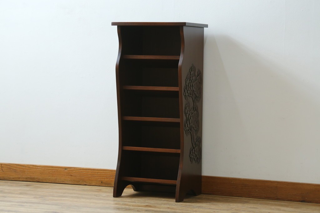 中古　美品　軽井沢彫り　繊細な桜の彫刻が美しいスリッパラック　(R-080039)