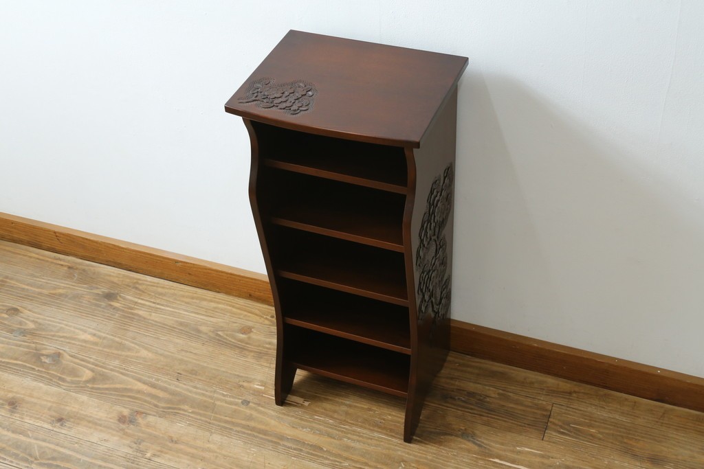 中古　美品　軽井沢彫り　繊細な桜の彫刻が美しいスリッパラック　(R-080039)