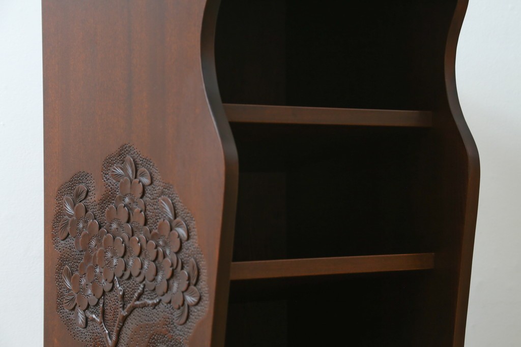 中古　美品　軽井沢彫り　繊細な桜の彫刻が美しいスリッパラック　(R-080039)