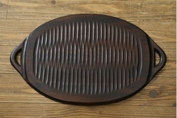 中古　美品　軽井沢彫　天板が取り外せてトレーとしても使えて便利!　桜の彫刻がアクセントのサイドテーブル　(R-080040)
