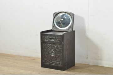 中古　美品!!　軽井沢彫り　細やかな桜の彫刻が美しい鏡台(ドレッサー、ミラー、小引き出し、卓上収納)(R-080041)