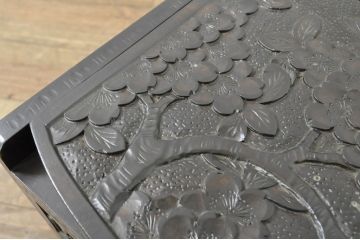 中古　美品!!　軽井沢彫り　細やかな桜の彫刻が美しい鏡台(ドレッサー、ミラー、小引き出し、卓上収納)(R-080041)