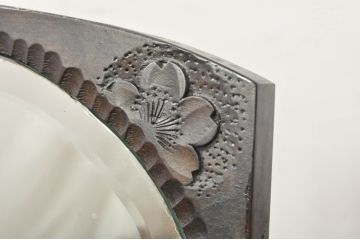 中古　美品!!　軽井沢彫り　細やかな桜の彫刻が美しい鏡台(ドレッサー、ミラー、小引き出し、卓上収納)(R-080041)