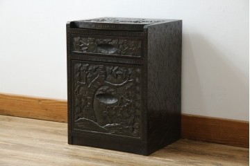 中古　美品!!　軽井沢彫り　細やかな桜の彫刻が美しい鏡台　(R-080041)