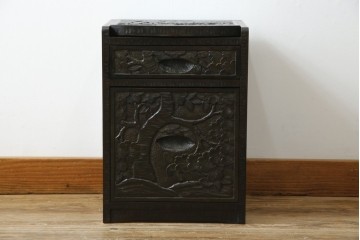 中古　美品!!　軽井沢彫り　細やかな桜の彫刻が美しい鏡台　(R-080041)